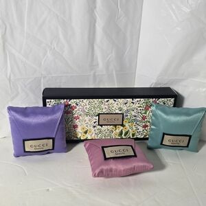 Gucci Floral Box with Purple, Pink, and Teal Sachets